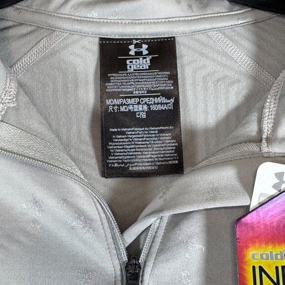 New Under Armour Women's ColdGear Infrared 1/4 Zip Pullover Medium Light Gray - Picture 3 of 9